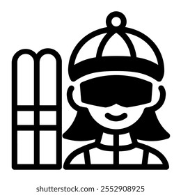 This Skier icon is suitable for winter sport, sport, winter holiday, etc.