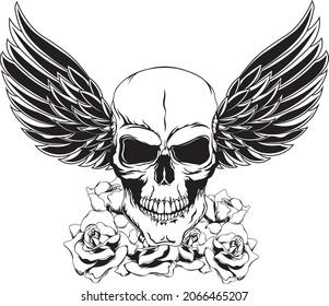 This Skull with wings is part of the Wings, Flowers, Tattoo design, Skull decor SVG collections