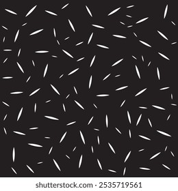 This sleek abstract pattern design features a minimalist black background with scattered white shapes, creating a modern and versatile look.  shapes design, creative graphic background, simple pattern