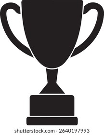 This sleek black and white silhouette vector depicts a classic trophy, a powerful symbol of achievement and victory.