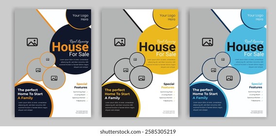 This sleek and modern real estate flyer design is perfect for promoting property sales or rentals. The clean layout, professional typography, and high-quality imagery make it an ideal choice for 