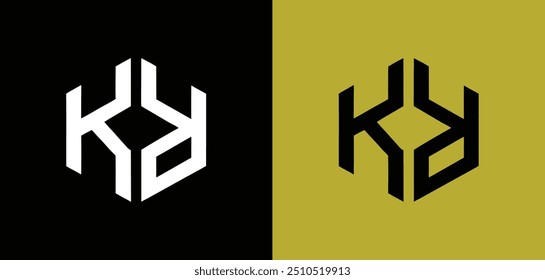 Este design de logotipo elegante e sofisticado apresenta as iniciais "KR" dentro de um hexágono limpo, geométrico.