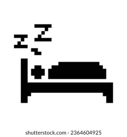 this is sleep icon 1 bit style in pixel art with black color and white background ,this item good for presentations,stickers, icons, t shirt design,game asset,logo and your project