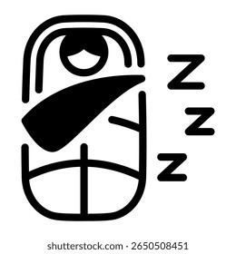 This Sleeping bag icon is suitable for Camping, Outdoor Activity, Summer Vacation, etc