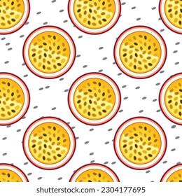 This slice of passion fruit seamless pattern can usage for your  wallpaper, texture, packaging product, etc.