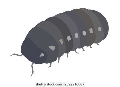 This is a small black pill bug illustration 