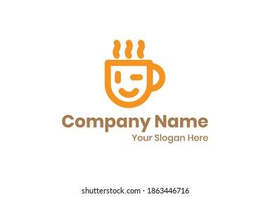 This is a smiling coffee cup logo. This logo can be used for coffee shops, smartphone apps, web design, web templates, banners, stickers and posters.