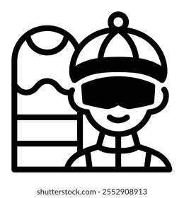 This Snowboarder icon is suitable for winter sport, sport, winter holiday, etc.