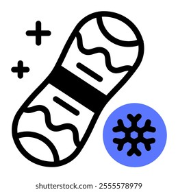 This Snowboards icon is suitable for winter sport, sport, winter holiday, etc.