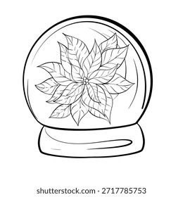 Este globo nevado presenta una flor de Pascua bellamente detallada rodeada de delicadas hojas