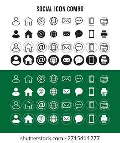 Este conjunto de vetor de combinação de ícone social é uma coleção moderna e profissional de mídias sociais essenciais, contatos, comunicação, interface do usuário e ícones da Web, projetado para projetos digitais e comerciais. O pacote inclui ícones de interface do usuário comumente usados, como perfil do usuário, casa, e-mail, globo (internet), bate-papo por mensagem, telefone celular e impressora, ideais para sites, aplicativos móveis e plataformas digitais.
O conjunto apresenta vários estilos, incluindo ícones de linha, contorno, sólido, plano, minimalista, monocromático e preto-e-branco, oferecendo flexibilidade para diferentes necessidades de design. Todos são criados como ícones de vetor escaláveis, permitindo redimensionamento, recoloração e edição fáceis sem perda de qualidade.
Esta coleção de ícones profissionais é perfeita para elementos de design da Web, design de interface do usuário do aplicativo, navegação UX|UI, símbolos de interface, design empresarial e corporativo, comunicação digital e infográficos. Limpo, moderno e fácil de personalizar, este pacote de ícone vetorial é adequado para painéis, páginas de contato, apresentações, branding e materiais de marketing.