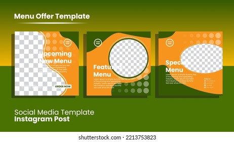 this is a social media template with a mix of yellow and green colors, can be used for food sales and can also be used for other product promotions.