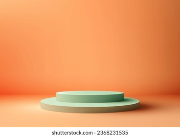 This soft green podium mockup is perfect for creating simple and elegant product displays. Vector illustration