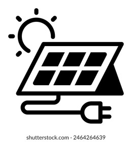 This Solar energy icon is suitable for Eco friendly consumption, Ecology, and Renewable Energy