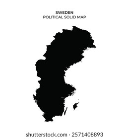 This solid map displays the political outline of Sweden, highlighting the countrys borders and regions. It serves as a simple representation of Swedish geography.