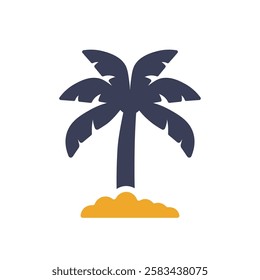 This solid palm tree vector icon symbolizes holiday vibes and vacation experiences, capturing the essence of summer relaxation and leisure during getaways, leading to cherished memories