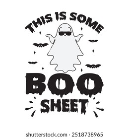 Este é um pouco Boo Sheet personalizado, vetor de design de t-shirt Halloween, preto, preto, skittish, horror, assustador, feiticeiro, feriado
