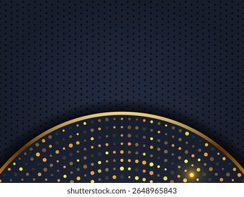 Este fundo sofisticado apresenta um tom rico e escuro com um design circular destacado por pontos dourados. O gradiente suave e reflexões de luz criar um olhar dinâmico, moderno, perfeito para adicionar 