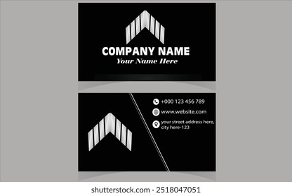 This sophisticated business card design combines classic elegance with a touch of modernity. The card features a rich, deep black background, providing a sleek and professional backdrop. 