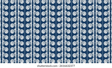 This sophisticated design features a classic floral pattern in white against a deep navy background, creating a striking contrast that adds elegance and style to any modern or traditional setting.