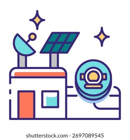 This Space station (on Earth) icon is suitable for Space and Galaxy, etc.