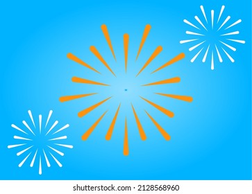 This is a spark from fireworks. A goes in all directions the color consists of two colors, namely orange and white.