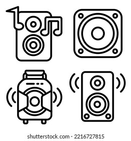This is a Speaker Line Icon Vector, with Four shape options, Can be used for Web, App or Print