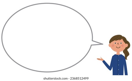 This is a speech bubble illustration of a young woman giving an explanation.