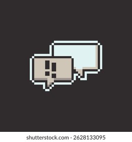 this is Speech bubbles icon in pixel art with simple color and black background this item good for presentations,stickers, icons, t shirt design,game asset,logo and your project.