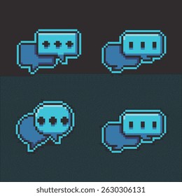 este é o ícone de bolhas de fala na arte de pixel com cor simples e fundo preto este item bom para apresentações, adesivos, ícones, design de camiseta, recurso de jogo, logotipo e seu projeto.