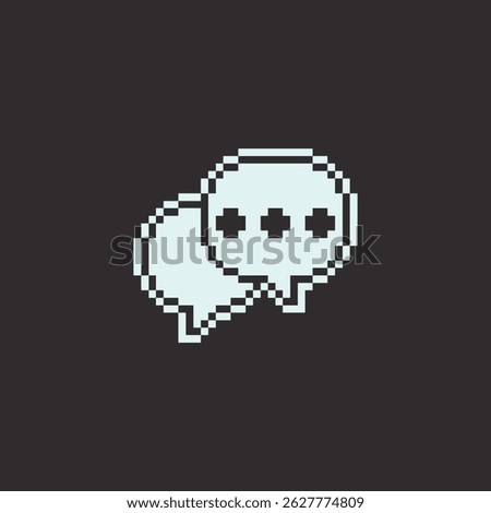 this is Speech bubbles icon in pixel art with simple color and black background this item good for presentations,stickers, icons, t shirt design,game asset,logo and your project.
