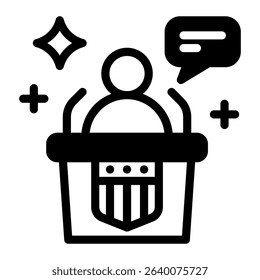 This Speech icon is suitable for 4th of July, Independence Day, etc
