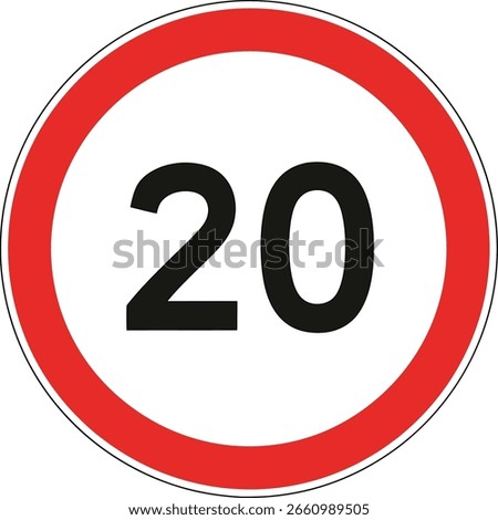 This is a speed limit sign indicating a maximum speed of 20. It is a road safety regulation for traffic control within a speed restriction zone to ensure compliance and safety.