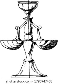 This Spiced-frame salt-celler is 18th century design made out of glass, vintage line drawing or engraving illustration.