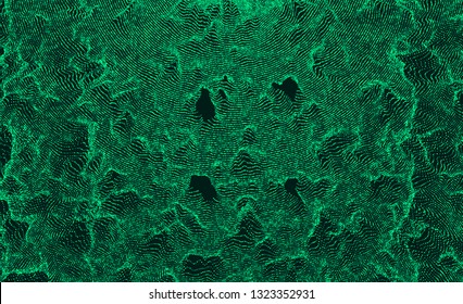 Dieses Spinnennetz ist zerbrochen. Abstrakter Gitterhintergrund mit Loch. Array mit dynamischen Partikeln. Textur. 3D-Rasteroberfläche.  Technologie, Vektorgrafik.