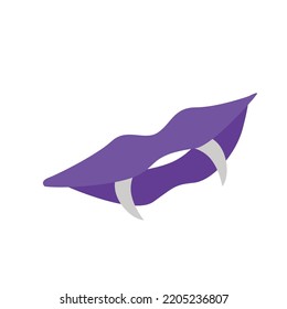 this is a spooky dracula purple lips illustration with fangs stock isolated illustration.