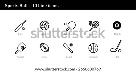 This sports ball icon set features basketball, badminton, and baseball, capturing sport spirit. Ideal for sports and design, with scalable vectors.