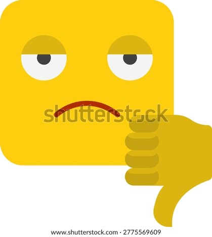 This square emoji face with a thumbs down represents disapproval, rejection, or disagreement. The flat design style makes it ideal for digital communication, social media, and expressing negative sentiment.