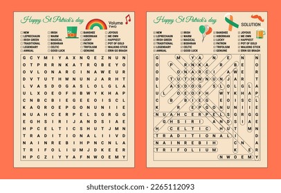 This is a St Patrick's day Word search Puzzle for Adults and older children. Printable size is the perfect US letter or larger.