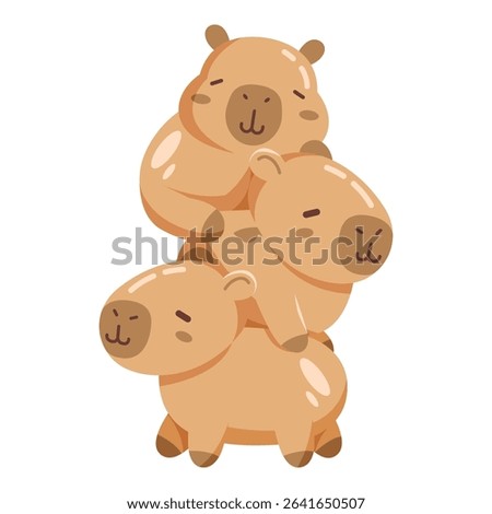 This Stack of 3 capybaras illustration is suitable for Capybara lover, wildlife animal, etc.