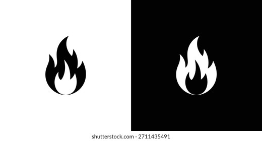 Esta cruda Imagen presenta un ícono de fuego minimalista en blanco y negro, enfatizando sus líneas fluidas contra fondos opuestos para un impacto máximo.