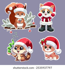 This sticker collection, "Festive Friends Holiday Collection," showcases adorable animals dressed in Santa hats and scarves. Perfect for adding holiday cheer, each character brings warmth and joy to t