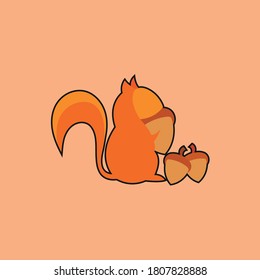 This sticker has a picture of squirrel eating beans.