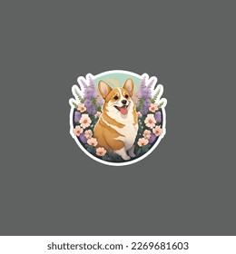 This Sticker ready to print with 300 DPI, eps 10. You can use Cute corgi with flowers sticker to your project.
