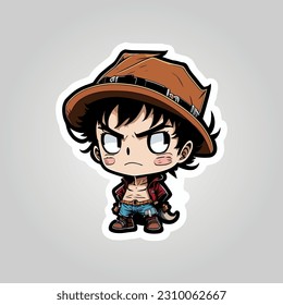 This sticker showcases an adorable cartoon character donning a cute red outfit, ready for thrilling adventures. With its playful demeanor and vibrant attire, it adds a sense of excitement and whimsy.
