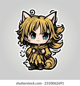 This sticker showcases an adorable depiction of a girl fox donning a charming yellow dress. With her cute face and stylish attire, she exudes both sweetness and fashion-forward flair.