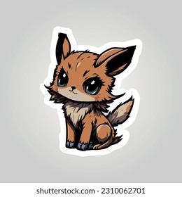 This sticker showcases an adorable depiction of a brown fox, radiating cuteness and charm. With its expressive eyes and fluffy tail, it captures the playful and cunning nature of this beloved creature