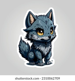 This sticker showcases an adorable depiction of a dark gray wolf, radiating charm and allure. With its endearing face and captivating gray fur, it captures the mystique and beauty.