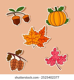 This sticker template features beautiful, warm-colored fall elements. Falling orange, red, and yellow leaves are floating in the air, creating a golden autumn feel.