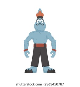 This strange creature is enjoyable to spend time with and it is the color blue. Cartoon style.